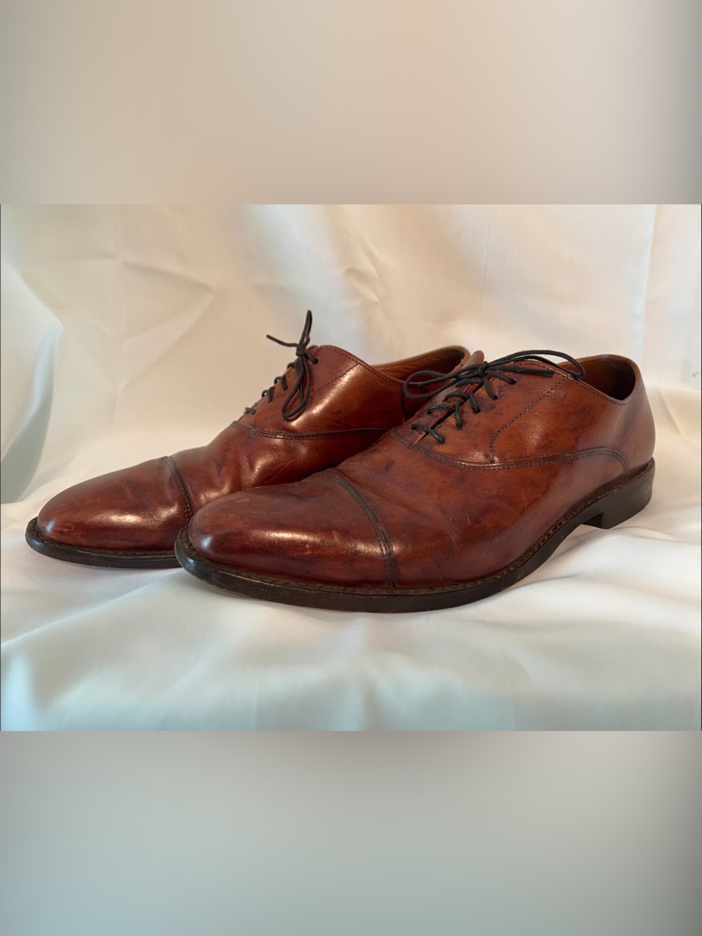 Allen Edmonds Men's Cognac Brown Cap-Toe Oxfords- SoHo